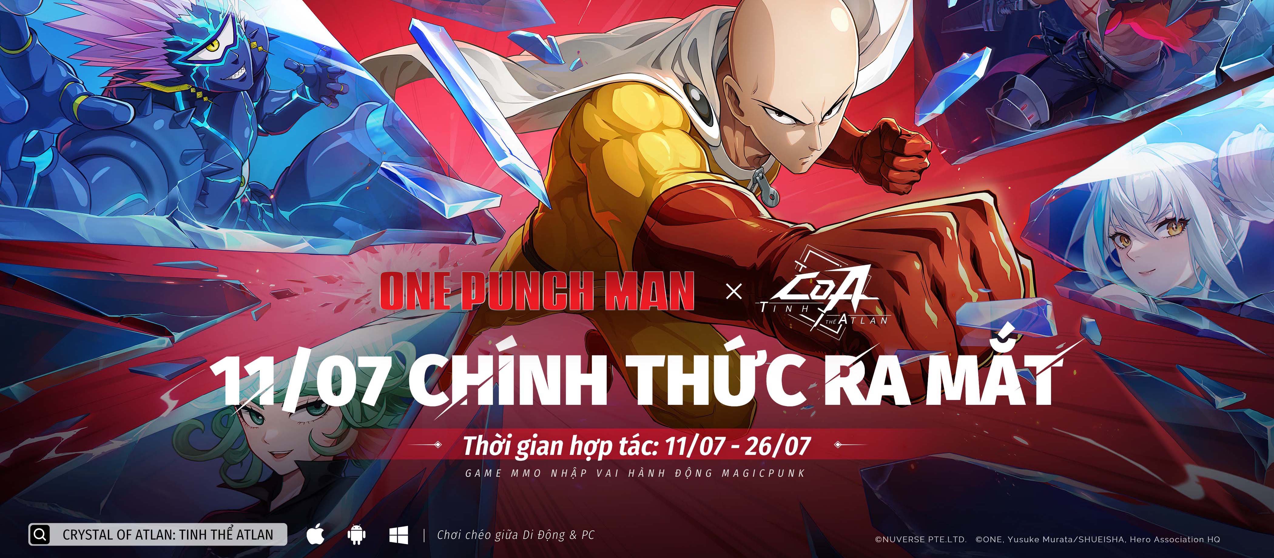 Crystal of Atlan: Tinh Thể Atlan chính thức ra mắt 11/07! Cú bắt tay cùng One-Punch Man hứa hẹn bùng nổ mùa hè