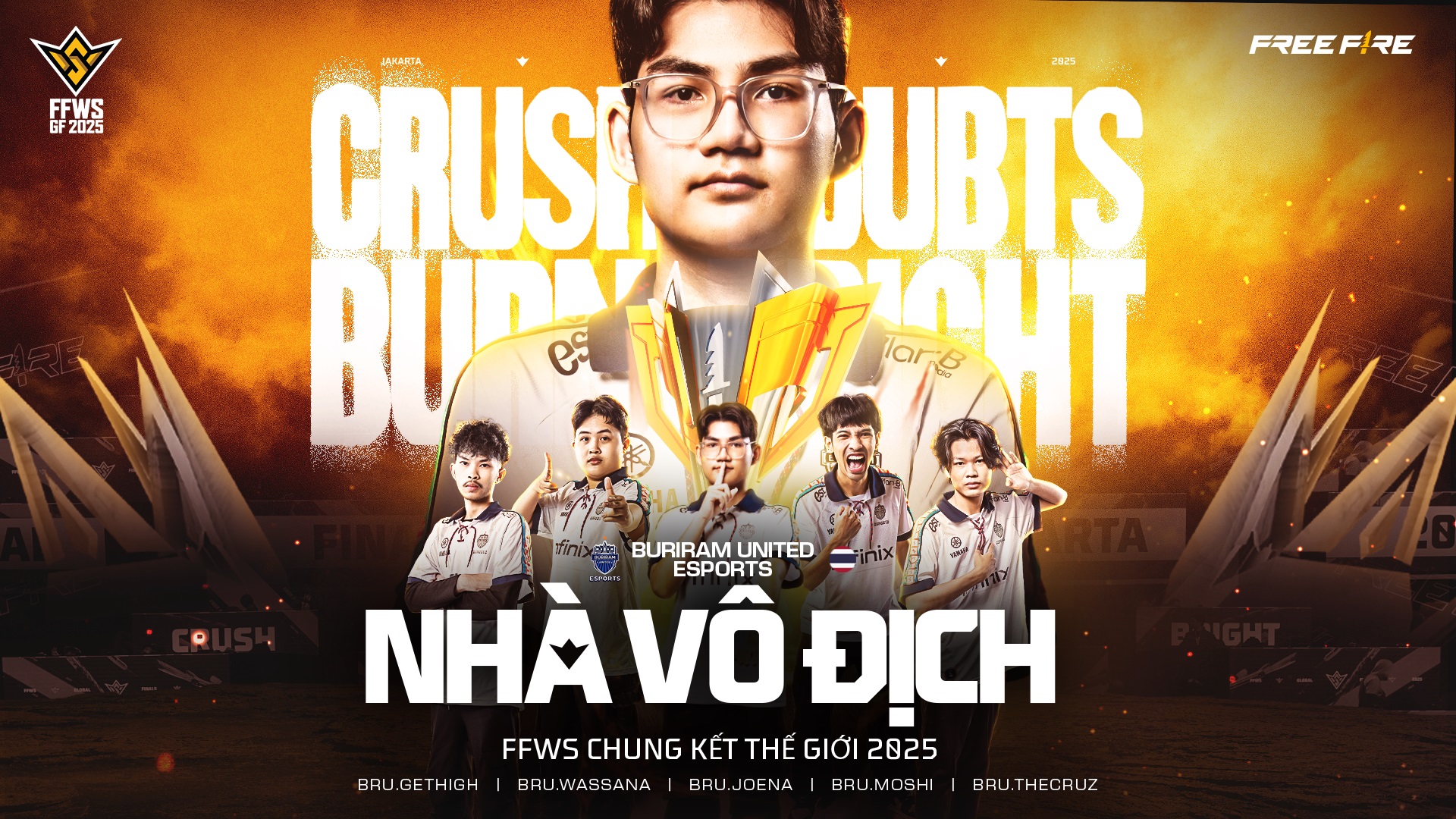 Đội Tuyển Buriram United Esports Của Thái Lan Chính Thức Trở Thành Nhà Vô Địch Free Fire Thế Giới