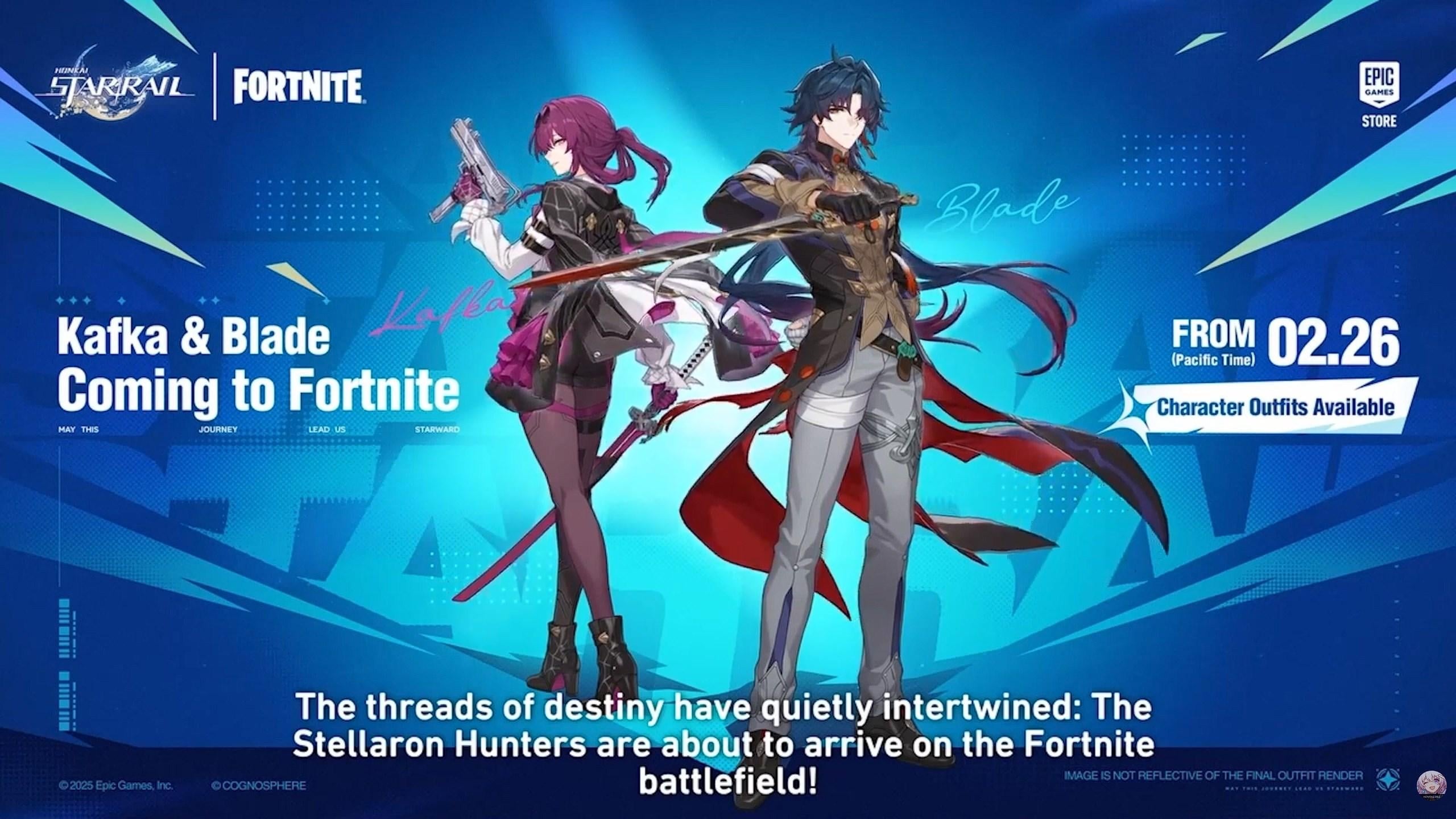 Honkai: Star Rail hợp tác Fortnite, Kafka và Blade chính thức gia nhập vũ trụ battle royale