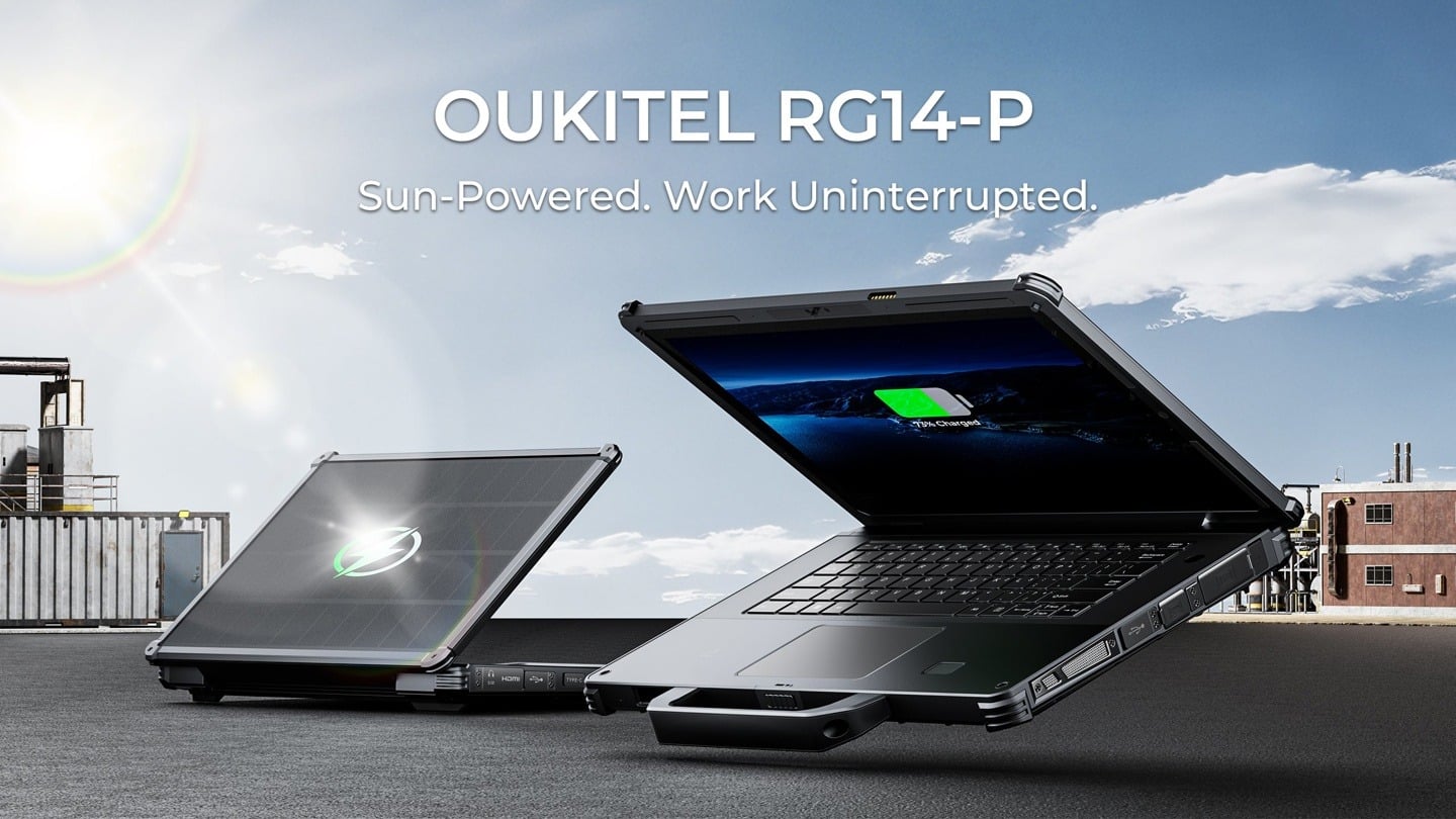 Oukitel RG14-P: Chiếc laptop "nồi đồng cối đá" chạy bằng năng lượng mặt trời chính thức lộ diện