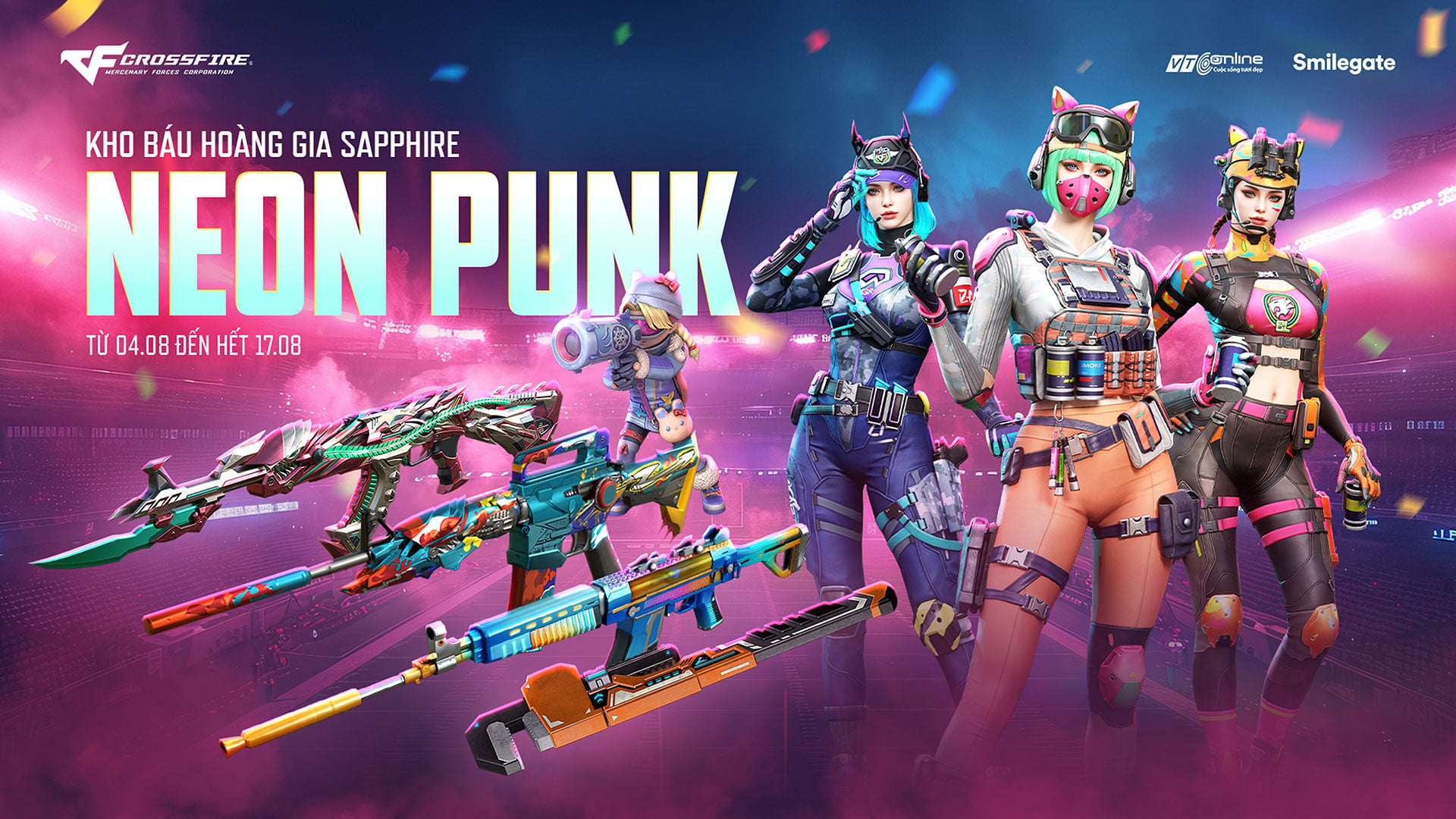Trang Bị Của Game Thủ Crossfire Sẽ Lộng Lẫy Ánh Đèn Với Kho Báu Hoàng Gia Sapphire Neon Punk